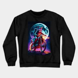 Cyber Cat Riding Dirt Bike Crewneck Sweatshirt